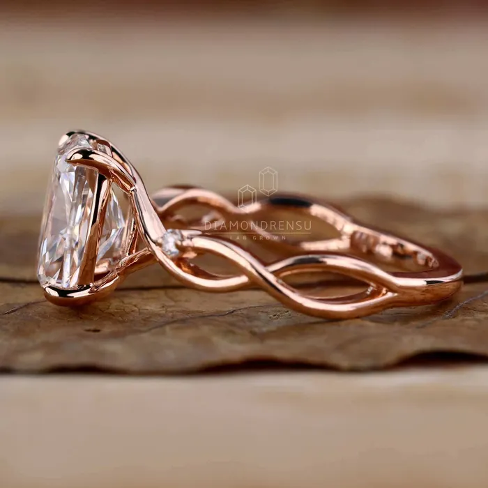Diamondrensu Rings Elongated Cushion Cut Diamond Ring Lab Grown Diamond Engagement Ring