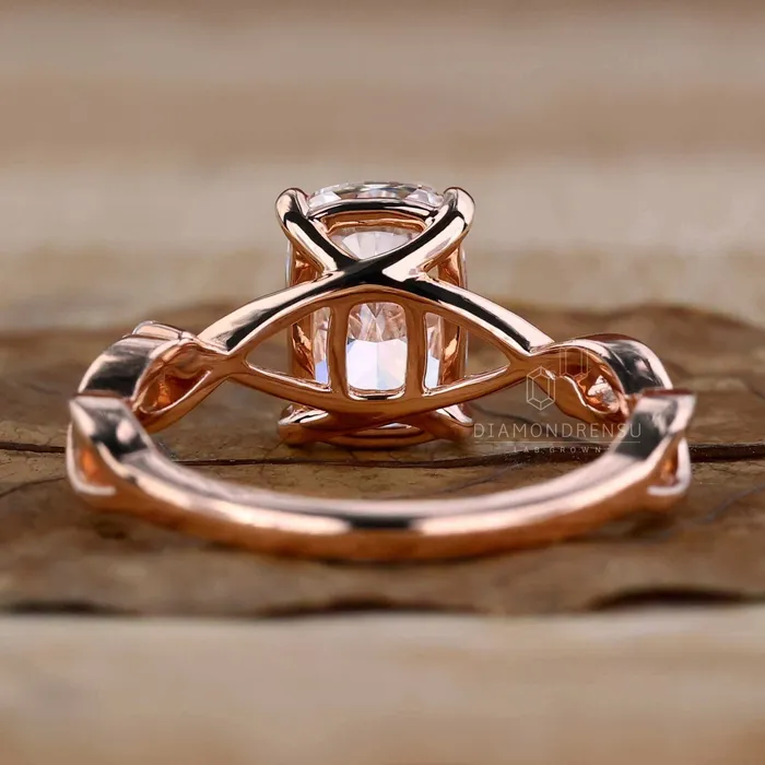 Diamondrensu Rings Elongated Cushion Cut Diamond Ring Lab Grown Diamond Engagement Ring