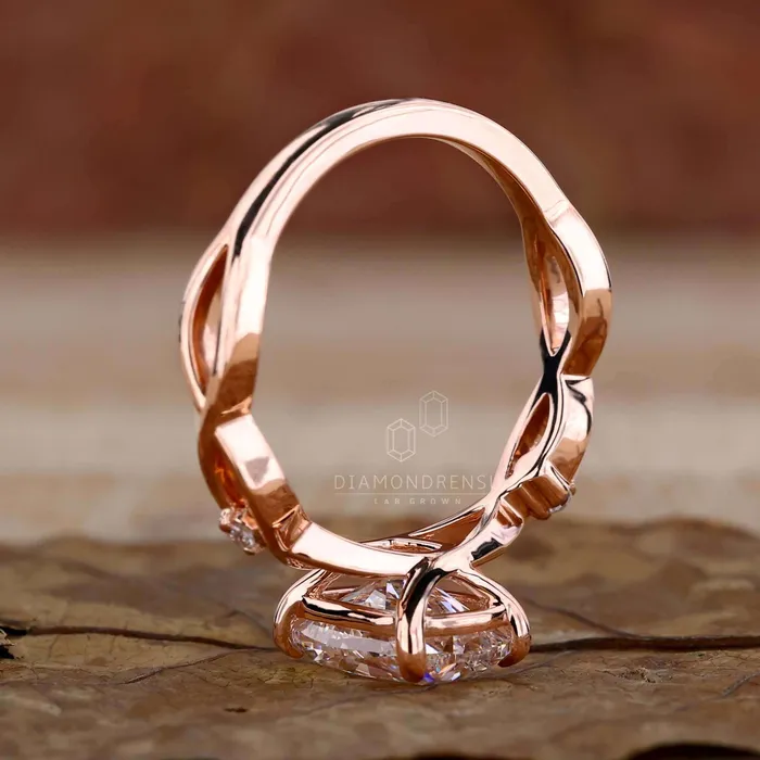 Diamondrensu Rings Elongated Cushion Cut Diamond Ring Lab Grown Diamond Engagement Ring