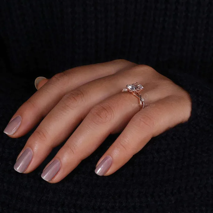 Diamondrensu Rings Elongated Cushion Cut Diamond Ring Lab Grown Diamond Engagement Ring