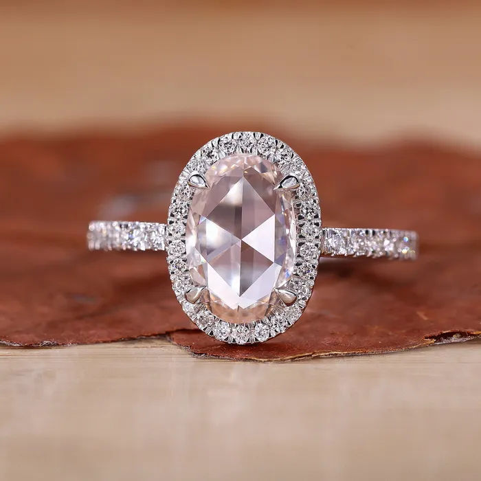 Diamondrensu Rings Oval Diamond Engagement Ring Halo Style