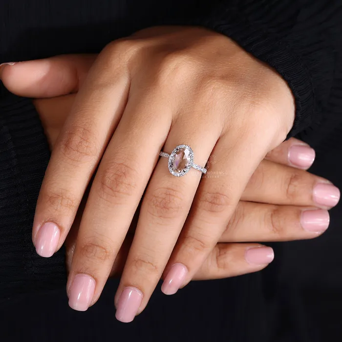Diamondrensu Rings Oval Diamond Engagement Ring Halo Style
