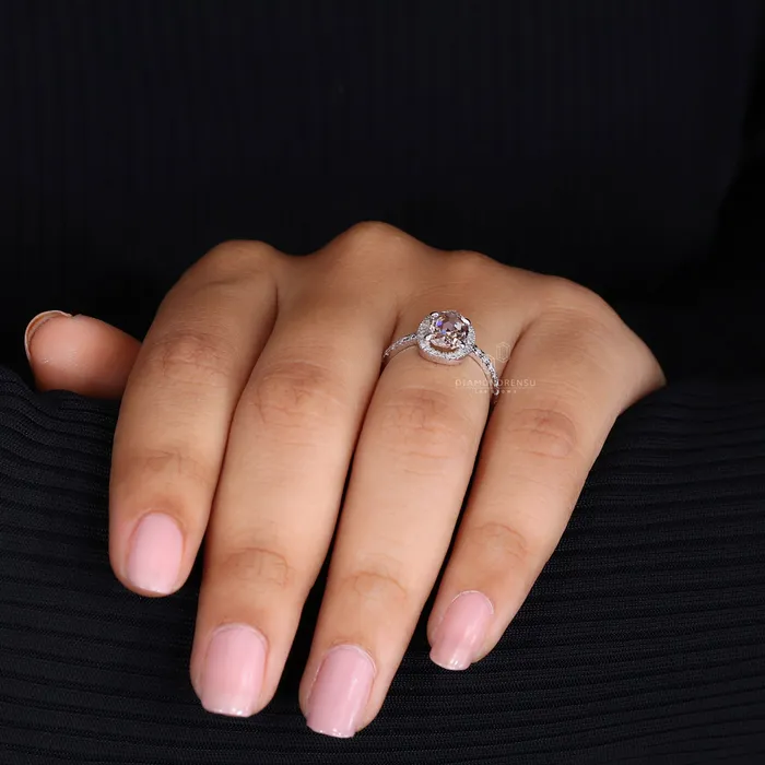 Diamondrensu Rings Oval Diamond Engagement Ring Halo Style