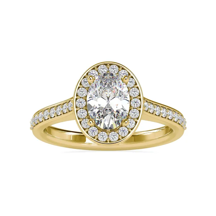 Diamondrensu Rings Oval Solitaire Engagement Ring With a Delicate Pave Ring