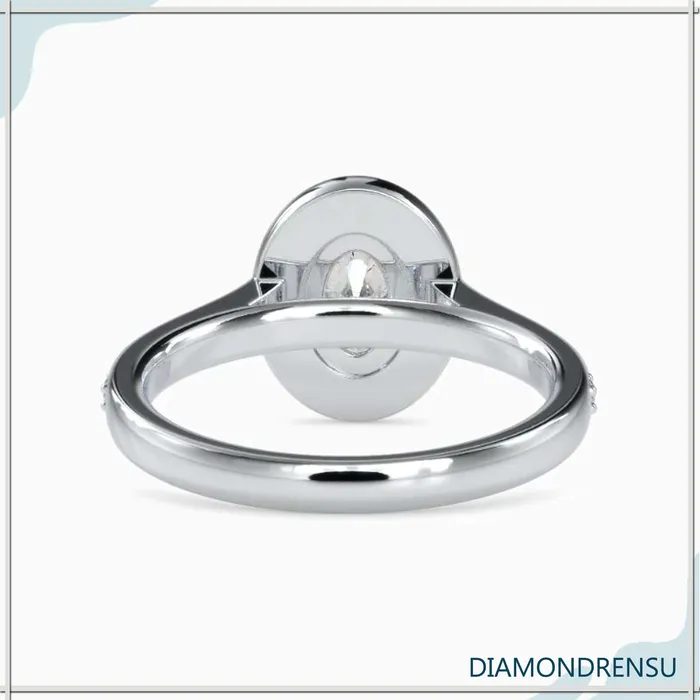 Diamondrensu Rings Oval Solitaire Engagement Ring With a Delicate Pave Ring