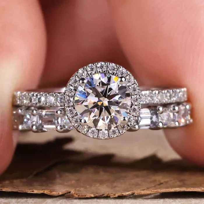 Diamondrensu Rings Round Diamond Ring Emerald Cut Wedding Band Diamond Bridal Set Diamondrensu Rings Round Diamond Ring Emerald Cut Wedding Band Diamond Bridal Set
