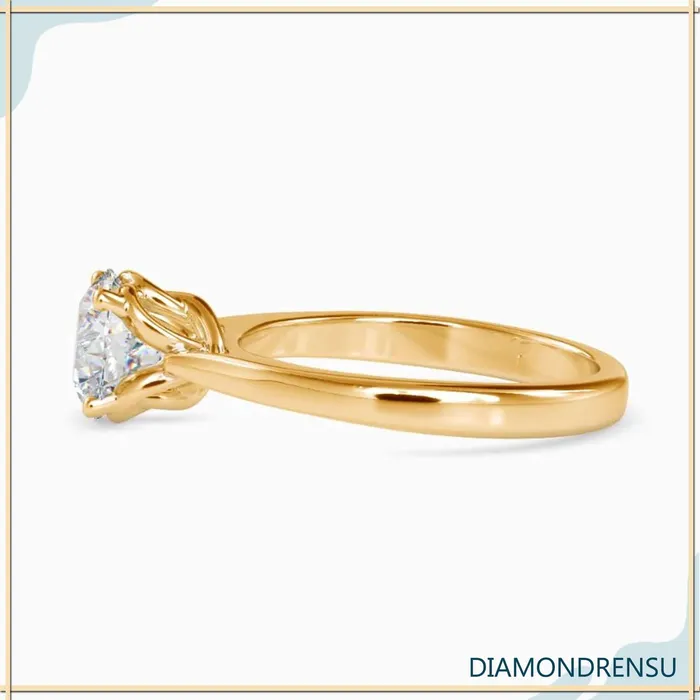Diamondrensu Rings Unique Solitaire Engagement Ring With Twisted Prong