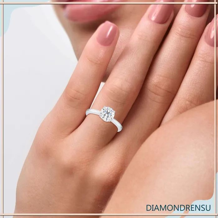Diamondrensu Rings Unique Solitaire Engagement Ring With Twisted Prong