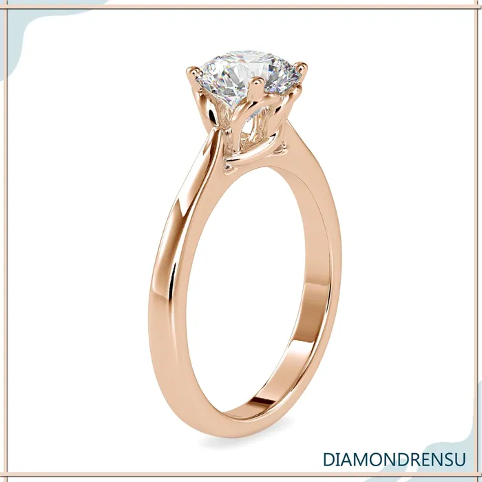 Diamondrensu Rings Unique Solitaire Engagement Ring With Twisted Prong