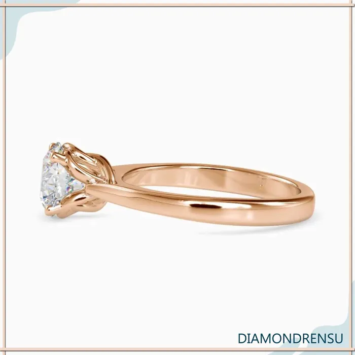 Diamondrensu Rings Unique Solitaire Engagement Ring With Twisted Prong