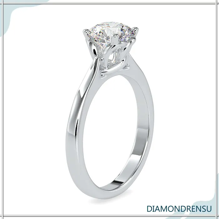 Diamondrensu Rings Unique Solitaire Engagement Ring With Twisted Prong