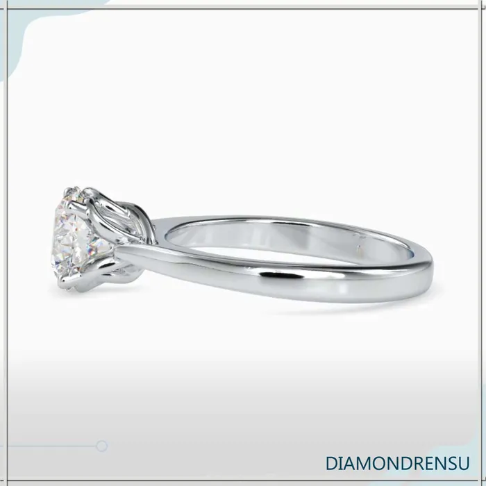 Diamondrensu Rings Unique Solitaire Engagement Ring With Twisted Prong