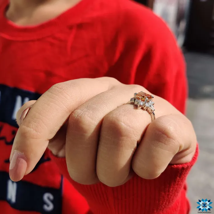 Diamondrensu Vintage Style Engagement Ring 23 TW Orange Cushion Rensu Cut Anniversary Gift Ring Rings