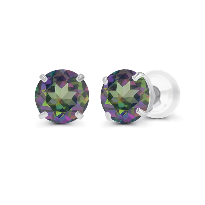 Earrings 14K White Gold 400mm Round Semi Precious Amethyst Stud Earring DecadenceJewelry Earrings 14K White Gold 400mm Round Semi Precious Amethyst Stud Earring DecadenceJewelry