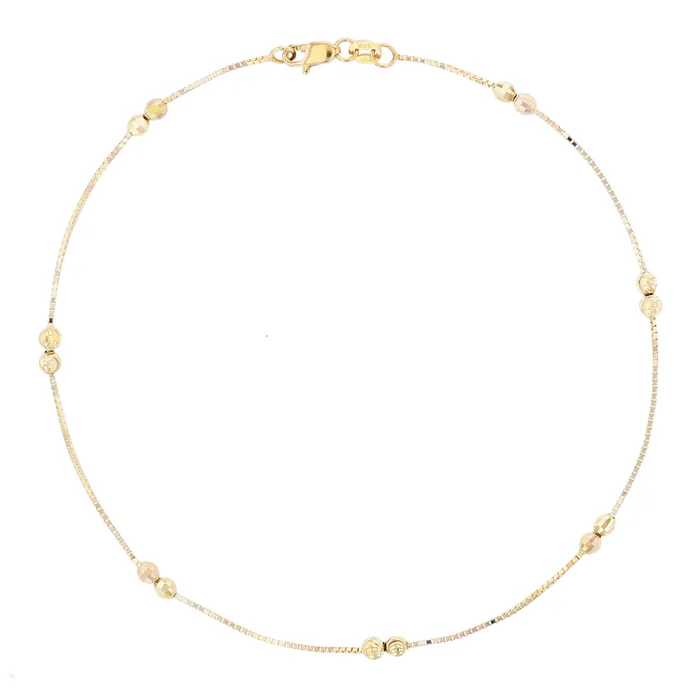 Earrings 14K Yellow Gold Diamond Cut Ball 10 Anklet DecadenceJewelry