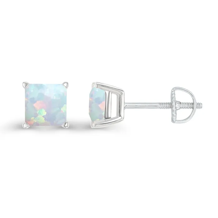 Earrings DecadenceJewelry Sterling Silver Rhodium 4mm Square Amethyst Screwback Stud Earring Earrings DecadenceJewelry Sterling Silver Rhodium 4mm Square Amethyst Screwback Stud Earring