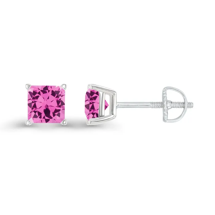 Earrings DecadenceJewelry Sterling Silver Rhodium 4mm Square Amethyst Screwback Stud Earring Earrings DecadenceJewelry Sterling Silver Rhodium 4mm Square Amethyst Screwback Stud Earring