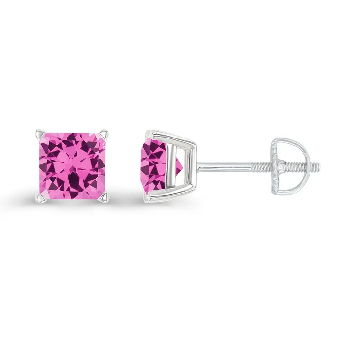 Earrings DecadenceJewelry Sterling Silver Rhodium 4mm Square Amethyst Screwback Stud Earring Earrings DecadenceJewelry Sterling Silver Rhodium 4mm Square Amethyst Screwback Stud Earring