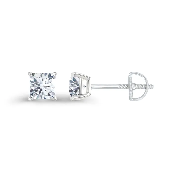 Earrings DecadenceJewelry Sterling Silver Rhodium 4mm Square Amethyst Screwback Stud Earring Earrings DecadenceJewelry Sterling Silver Rhodium 4mm Square Amethyst Screwback Stud Earring