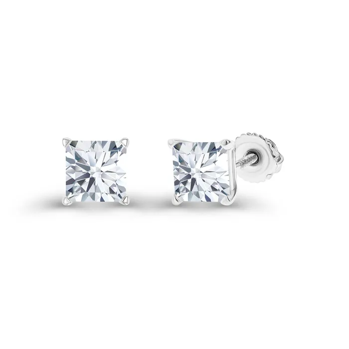 Earrings DecadenceJewelry Sterling Silver Rhodium 4mm Square Amethyst Screwback Stud Earring Earrings DecadenceJewelry Sterling Silver Rhodium 4mm Square Amethyst Screwback Stud Earring