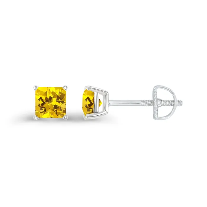 Earrings DecadenceJewelry Sterling Silver Rhodium 4mm Square Amethyst Screwback Stud Earring Earrings DecadenceJewelry Sterling Silver Rhodium 4mm Square Amethyst Screwback Stud Earring