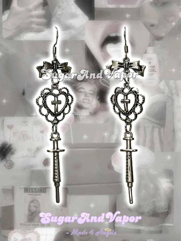 Earrings Handmade Dark Coquette Syringe Earrings SugarAndVapor