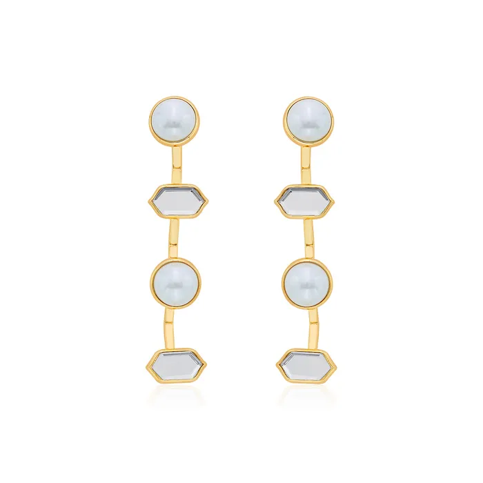 Earrings Isharya Modern Indian Jewelry Amara Mirror Cupola Earrings