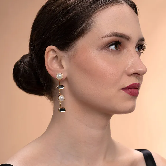 Earrings Isharya Modern Indian Jewelry Amara Mirror Cupola Earrings