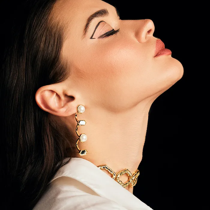 Earrings Isharya Modern Indian Jewelry Amara Mirror Cupola Earrings