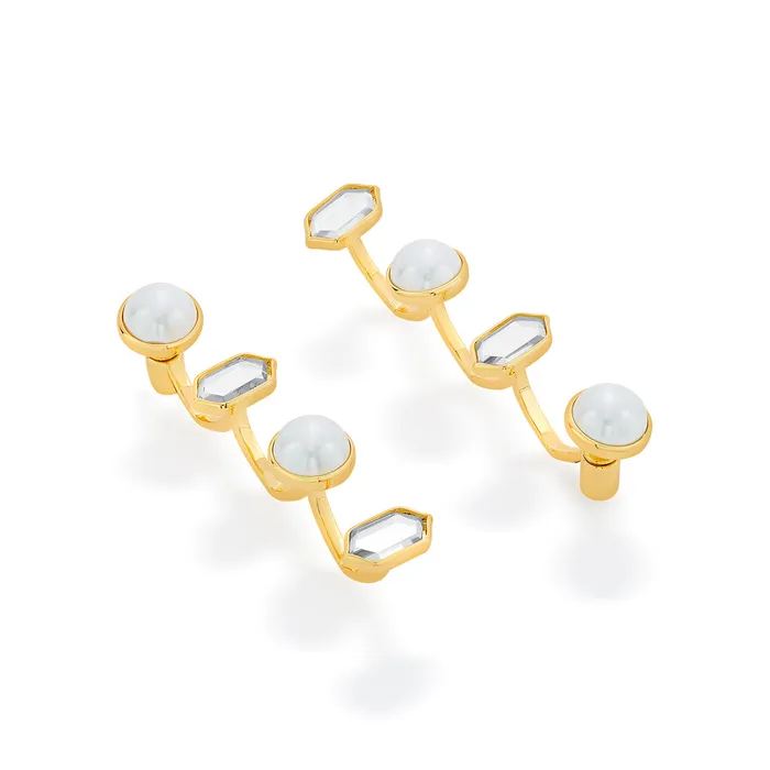 Earrings Isharya Modern Indian Jewelry Amara Mirror Cupola Earrings