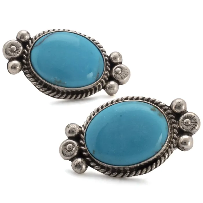 Earrings Kalifano Kingman Turquoise USA Native American Made Sterling Silver Earrings Earrings Kalifano Kingman Turquoise USA Native American Made Sterling Silver Earrings