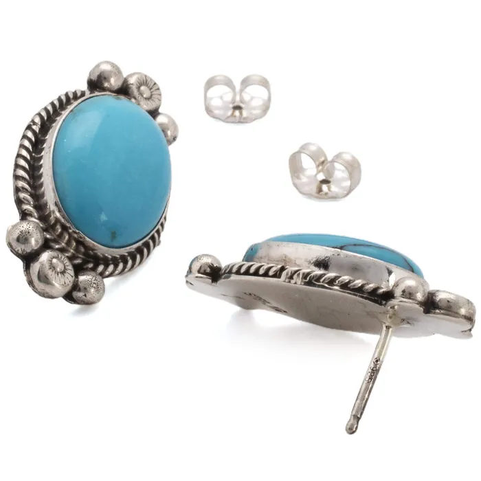 Earrings Kalifano Kingman Turquoise USA Native American Made Sterling Silver Earrings