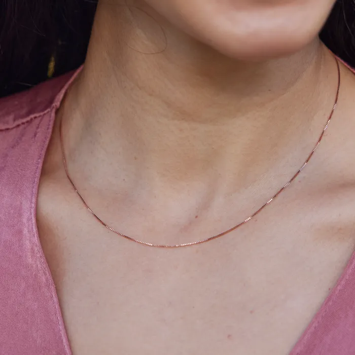 Earrings Maui Divers Jewelry 08mm Venetian Box Chain in Rose Gold