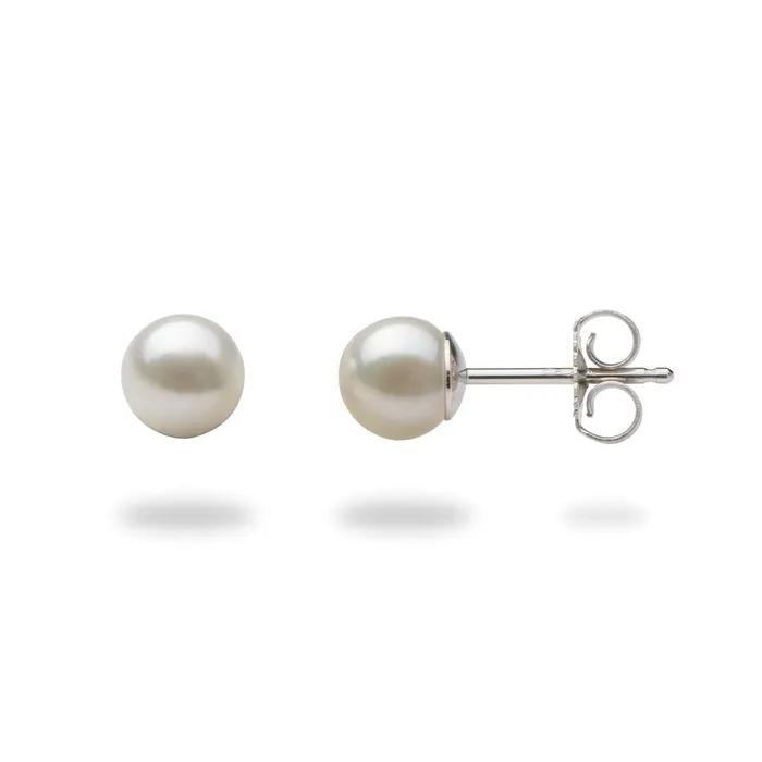 Earrings Maui Divers Jewelry Akoya White Pearl Earrings in White Gold 556mm