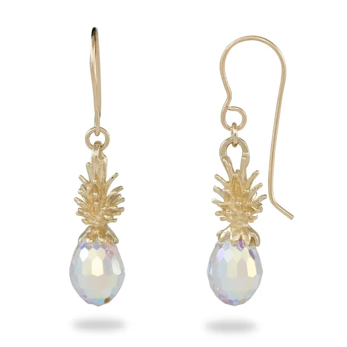 Earrings Maui Divers Jewelry Crystal Pineapple Dangle Earrings in Gold Small Earrings Maui Divers Jewelry Crystal Pineapple Dangle Earrings in Gold Small