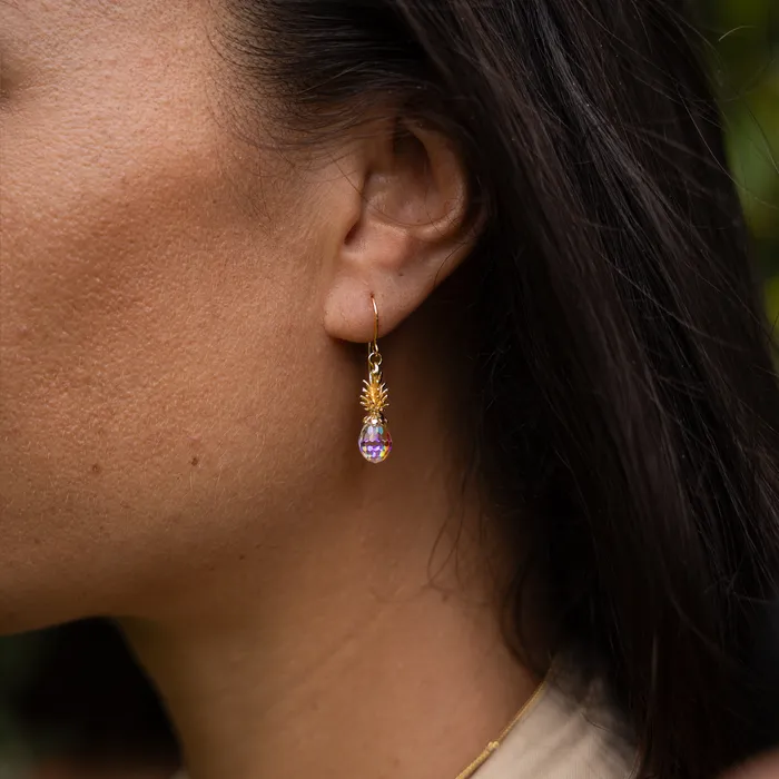 Earrings Maui Divers Jewelry Crystal Pineapple Dangle Earrings in Gold Small Earrings Maui Divers Jewelry Crystal Pineapple Dangle Earrings in Gold Small