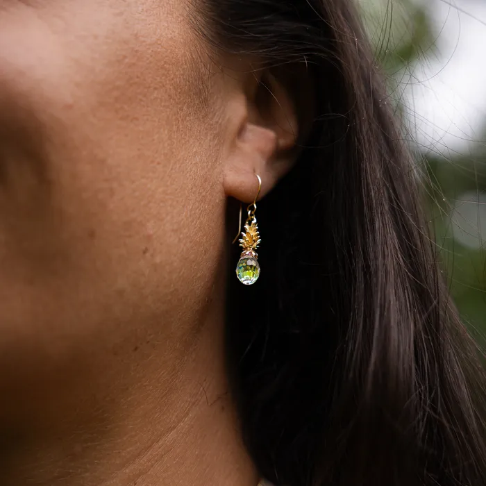 Earrings Maui Divers Jewelry Crystal Pineapple Dangle Earrings in Gold Small Earrings Maui Divers Jewelry Crystal Pineapple Dangle Earrings in Gold Small