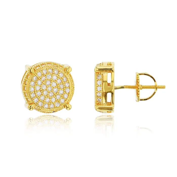 Earrings Silver Sterling Silver Micropave Round Screwback Stud Earrings
