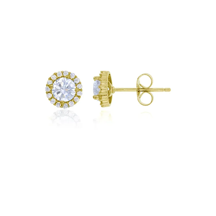 Earrings Sterling Silver 5mm Round CZ Halo Stud Earring Silver