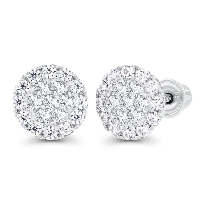 Earrings Sterling Silver Rhodium 1mm Amethyst Created White Sapphire Cluster Screwback Earrings Silver Earrings Sterling Silver Rhodium 1mm Amethyst Created White Sapphire Cluster Screwback Earrings Silver