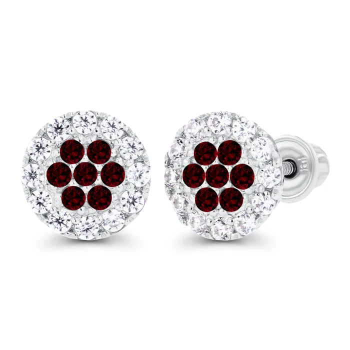 Earrings Sterling Silver Rhodium 1mm Amethyst Created White Sapphire Cluster Screwback Earrings Silver Earrings Sterling Silver Rhodium 1mm Amethyst Created White Sapphire Cluster Screwback Earrings Silver