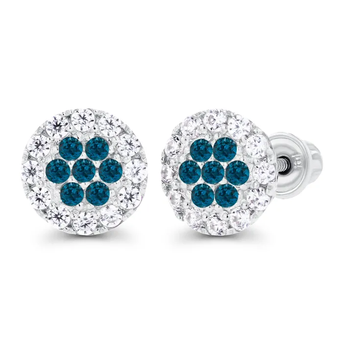 Earrings Sterling Silver Rhodium 1mm Amethyst Created White Sapphire Cluster Screwback Earrings Silver Earrings Sterling Silver Rhodium 1mm Amethyst Created White Sapphire Cluster Screwback Earrings Silver
