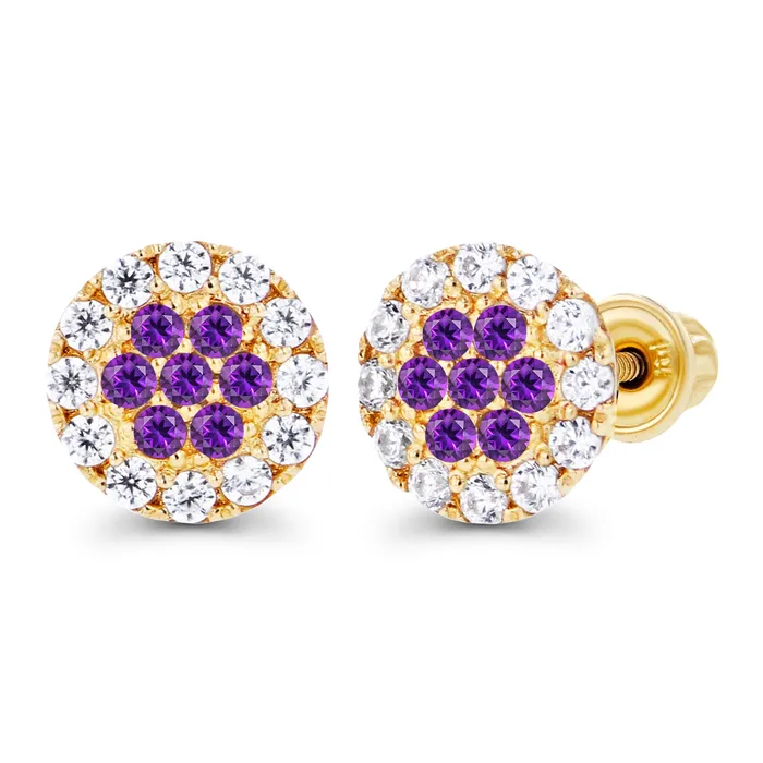 Earrings Sterling Silver Rhodium 1mm Amethyst Created White Sapphire Cluster Screwback Earrings Silver Earrings Sterling Silver Rhodium 1mm Amethyst Created White Sapphire Cluster Screwback Earrings Silver