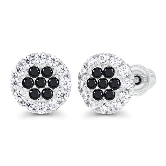 Earrings Sterling Silver Rhodium 1mm Amethyst Created White Sapphire Cluster Screwback Earrings Silver Earrings Sterling Silver Rhodium 1mm Amethyst Created White Sapphire Cluster Screwback Earrings Silver