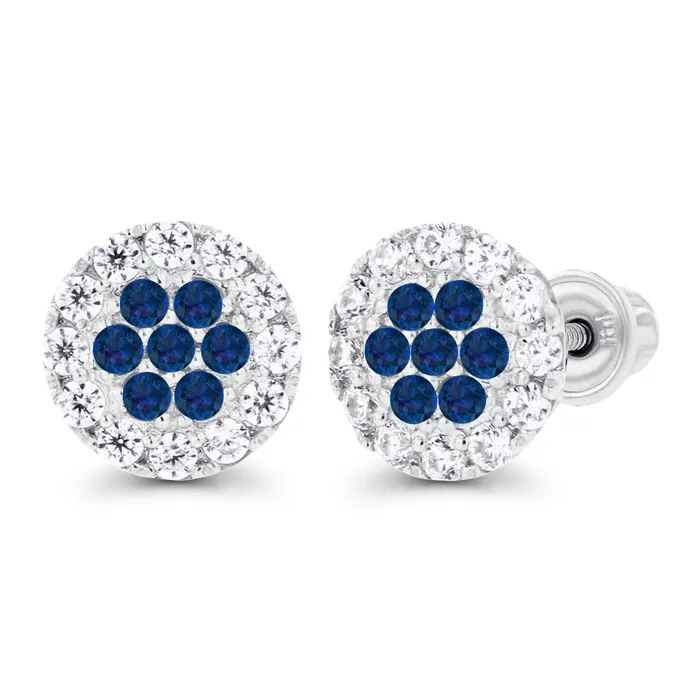 Earrings Sterling Silver Rhodium 1mm Amethyst Created White Sapphire Cluster Screwback Earrings Silver Earrings Sterling Silver Rhodium 1mm Amethyst Created White Sapphire Cluster Screwback Earrings Silver