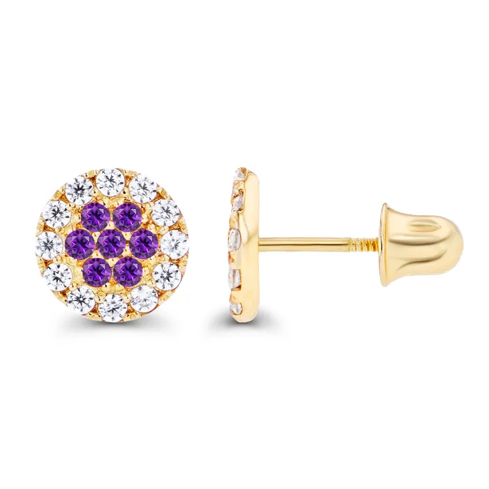 Earrings Sterling Silver Rhodium 1mm Amethyst Created White Sapphire Cluster Screwback Earrings Silver Earrings Sterling Silver Rhodium 1mm Amethyst Created White Sapphire Cluster Screwback Earrings Silver