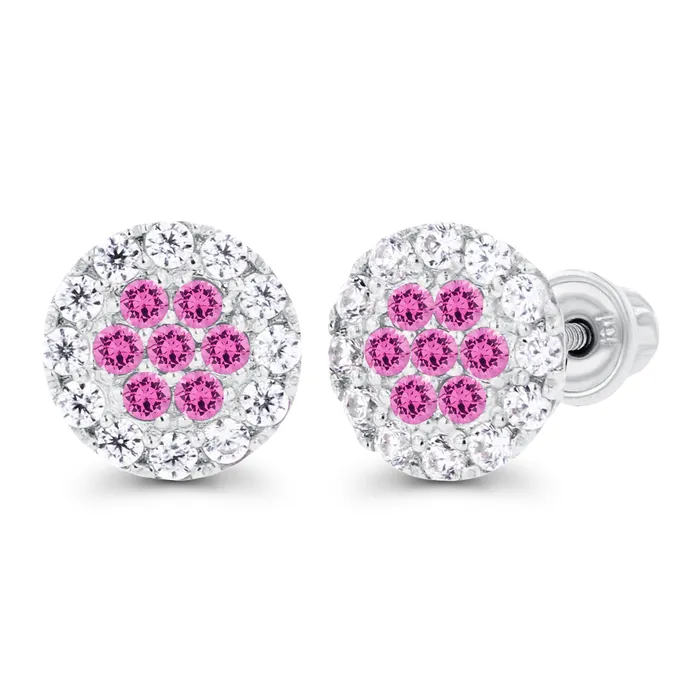 Earrings Sterling Silver Rhodium 1mm Amethyst Created White Sapphire Cluster Screwback Earrings Silver Earrings Sterling Silver Rhodium 1mm Amethyst Created White Sapphire Cluster Screwback Earrings Silver