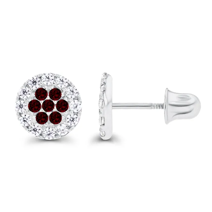 Earrings Sterling Silver Rhodium 1mm Amethyst Created White Sapphire Cluster Screwback Earrings Silver Earrings Sterling Silver Rhodium 1mm Amethyst Created White Sapphire Cluster Screwback Earrings Silver