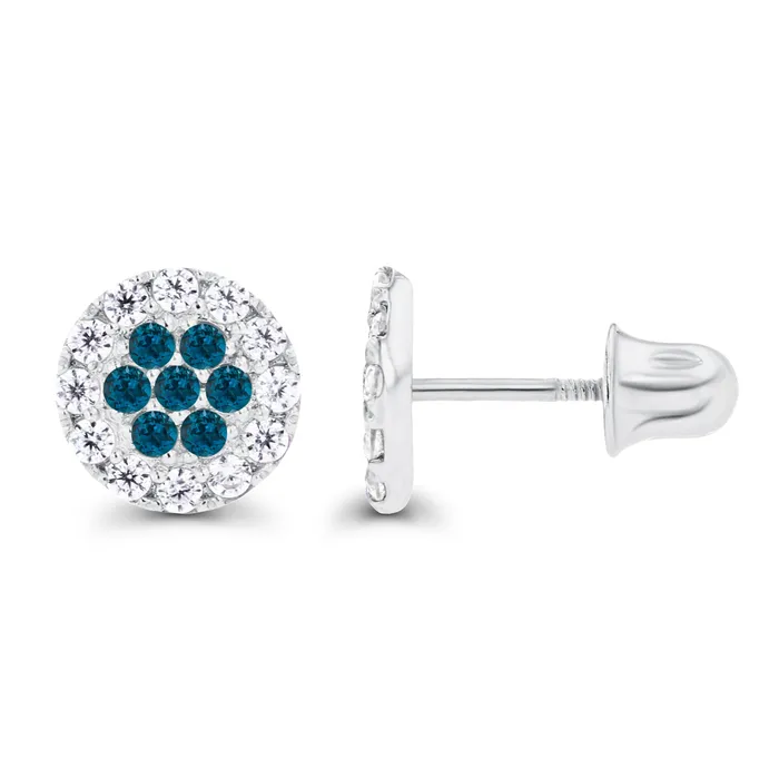 Earrings Sterling Silver Rhodium 1mm Amethyst Created White Sapphire Cluster Screwback Earrings Silver Earrings Sterling Silver Rhodium 1mm Amethyst Created White Sapphire Cluster Screwback Earrings Silver