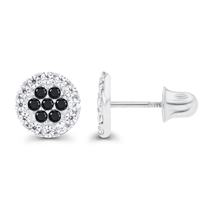 Earrings Sterling Silver Rhodium 1mm Amethyst Created White Sapphire Cluster Screwback Earrings Silver Earrings Sterling Silver Rhodium 1mm Amethyst Created White Sapphire Cluster Screwback Earrings Silver